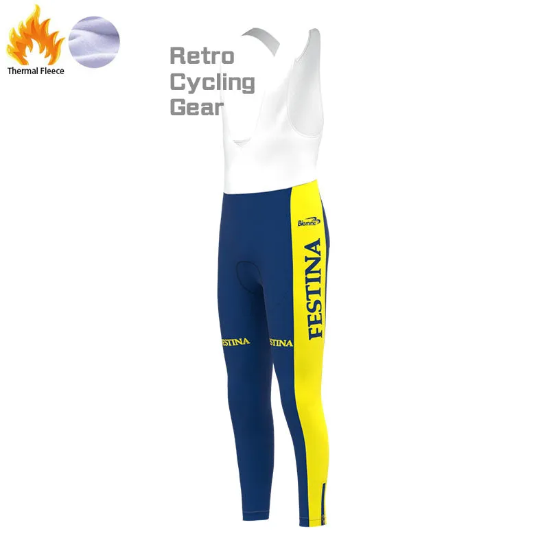 90s FESTINA Fleece Retro Cycling Bib Pants