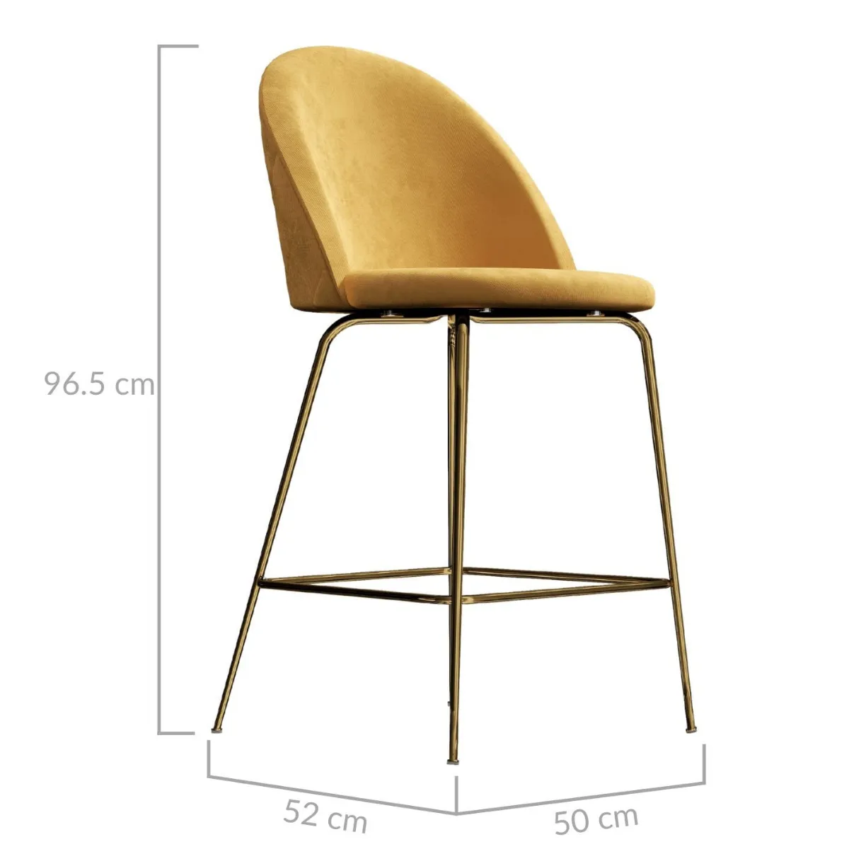 Adie Gold Velvet Barstool Set of Two