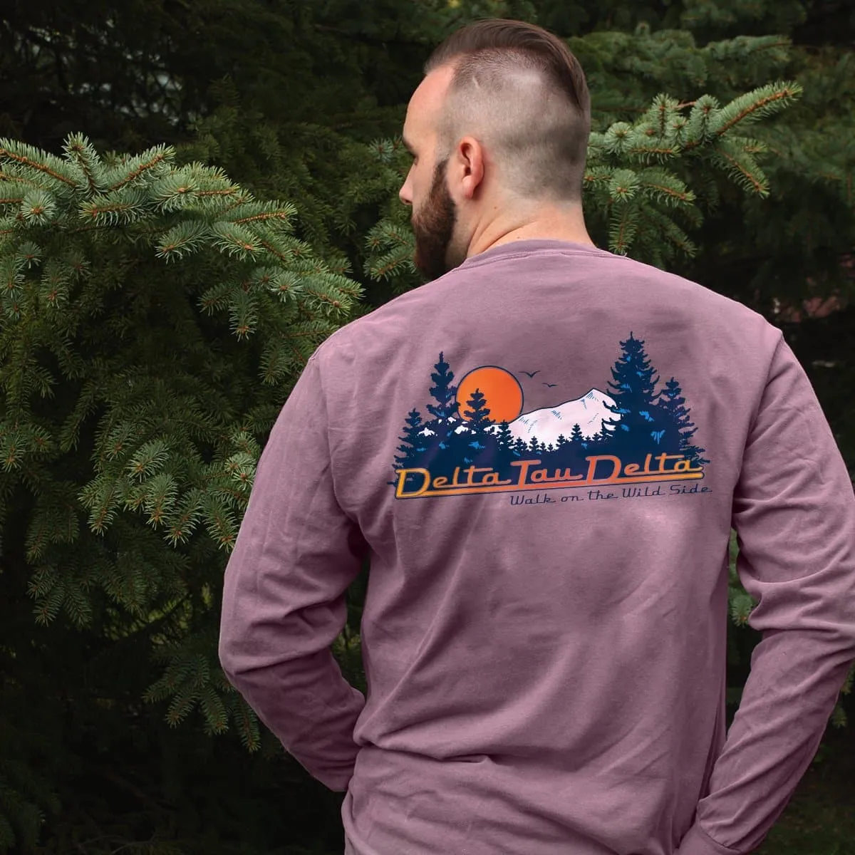 AGR Comfort Colors Berry Retro Wilderness Long Sleeve Pocket Tee