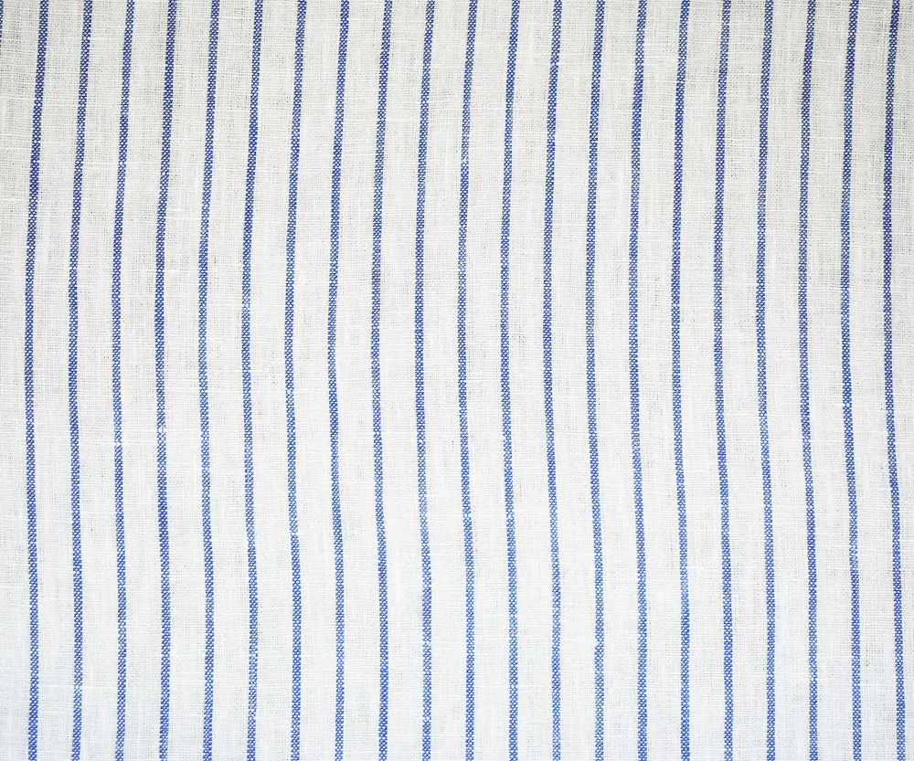 Blue-White Moygashel Stripe Irish Linen Woven Fabric