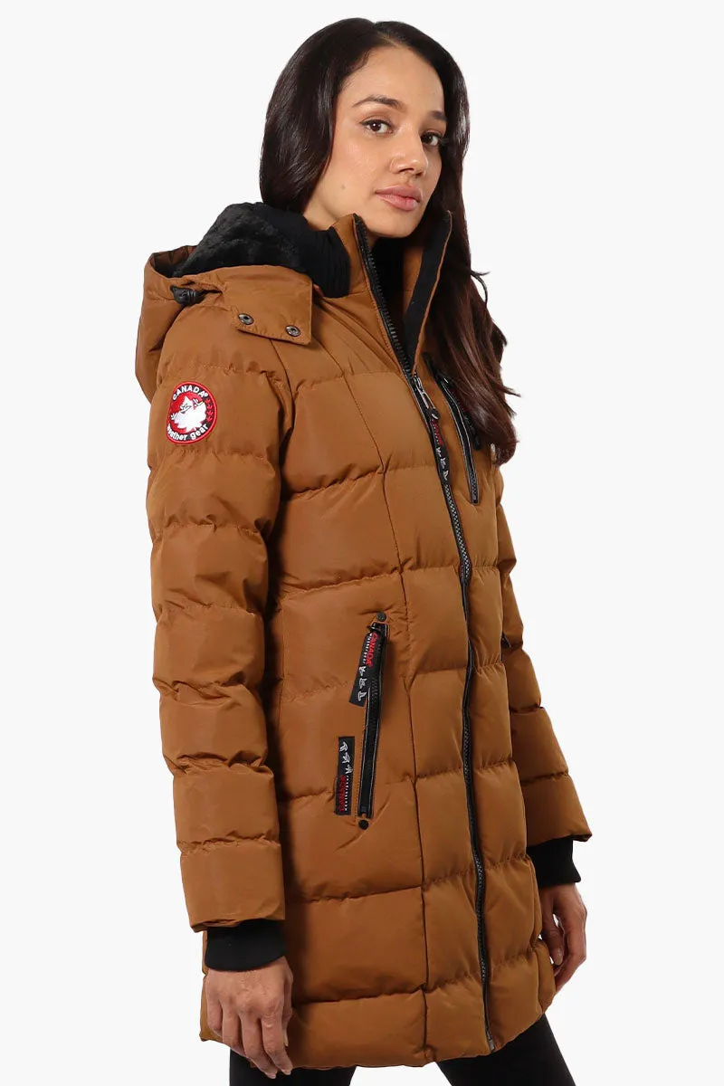 Canada Weather Gear 3/4 Length Bubble Parka Jacket - Brown