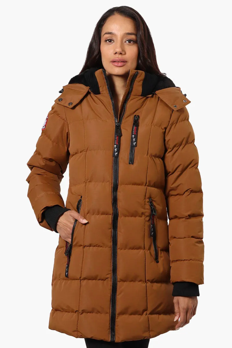 Canada Weather Gear 3/4 Length Bubble Parka Jacket - Brown