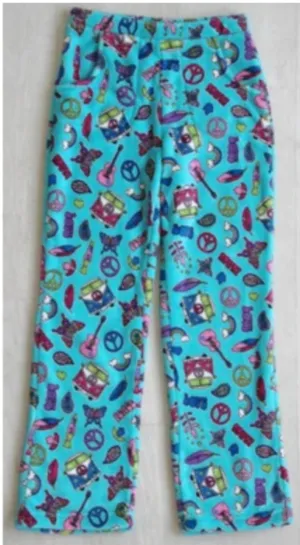 Candy Pink Fleece Hippie Pattern Pajama Bottoms