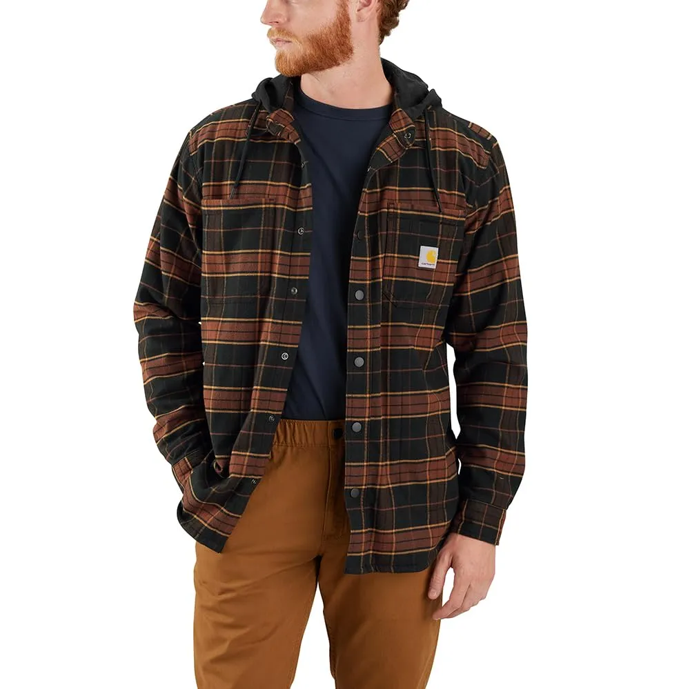 Carhartt 106353 Men's Rugged Flex Relaxed Fit Flannel Fleece Lined Hooded Shirt Jac