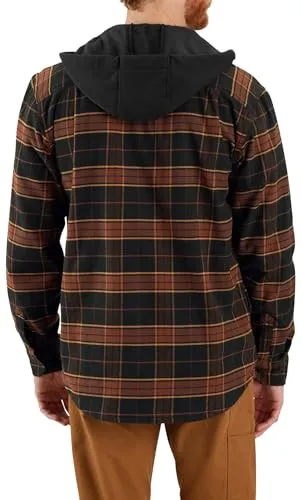 Carhartt 106353 Men's Rugged Flex Relaxed Fit Flannel Fleece Lined Hooded Shirt Jac