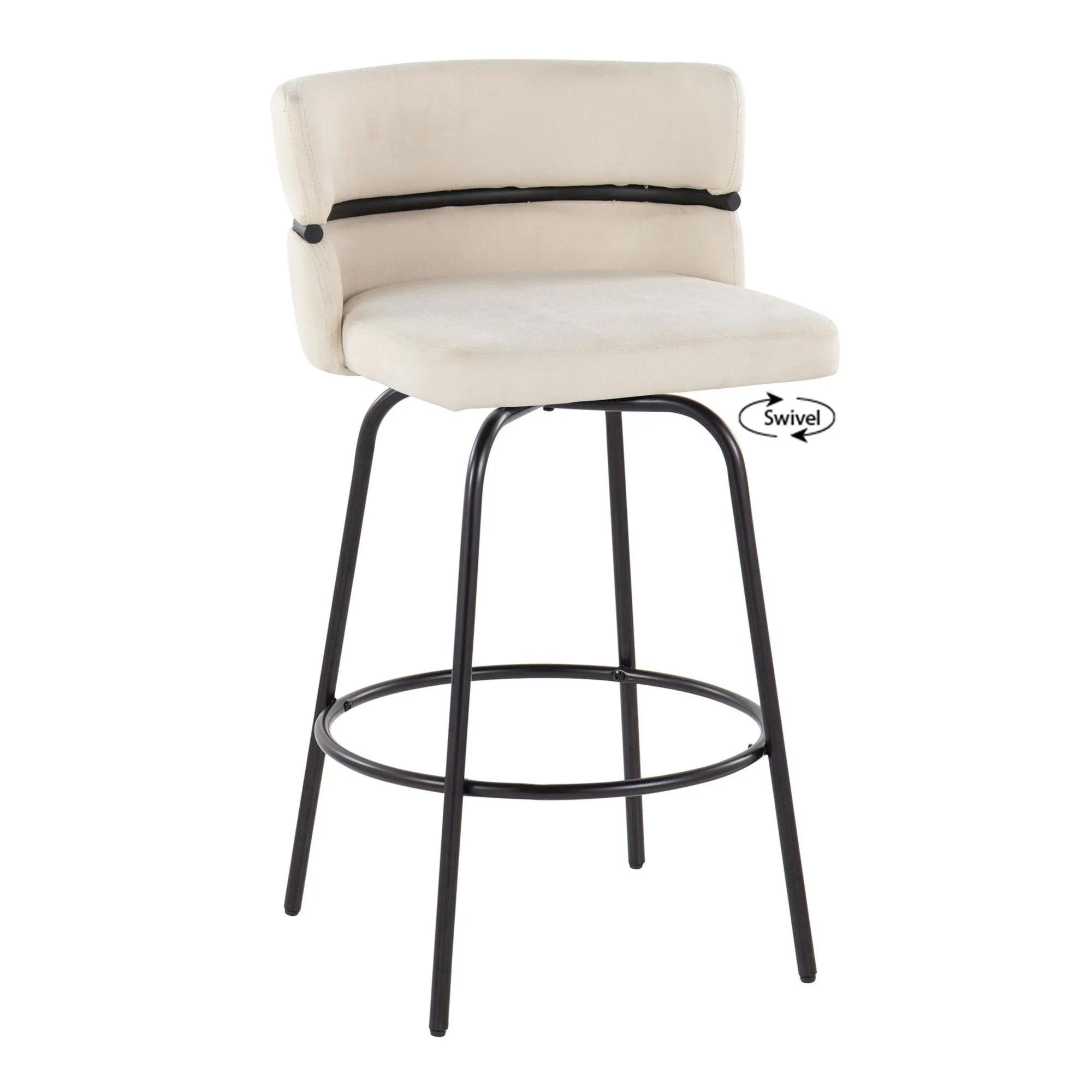 Cinch Claire 26" Fixed-Height Counter Stool - Set of 2 By LumiSource - B26-CINCH-CLARZQ2 BKBKCR2