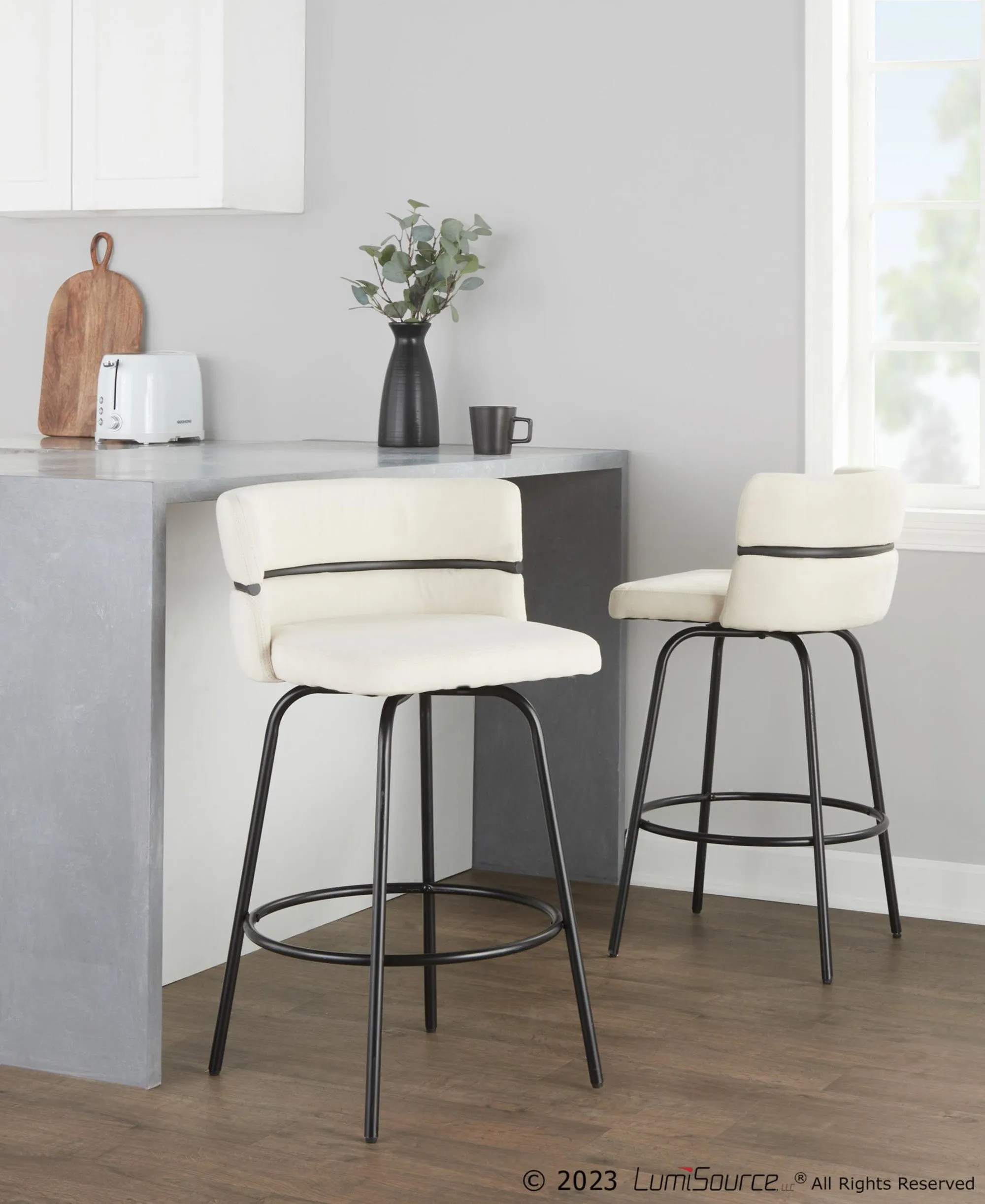 Cinch Claire 26" Fixed-Height Counter Stool - Set of 2 By LumiSource - B26-CINCH-CLARZQ2 BKBKCR2