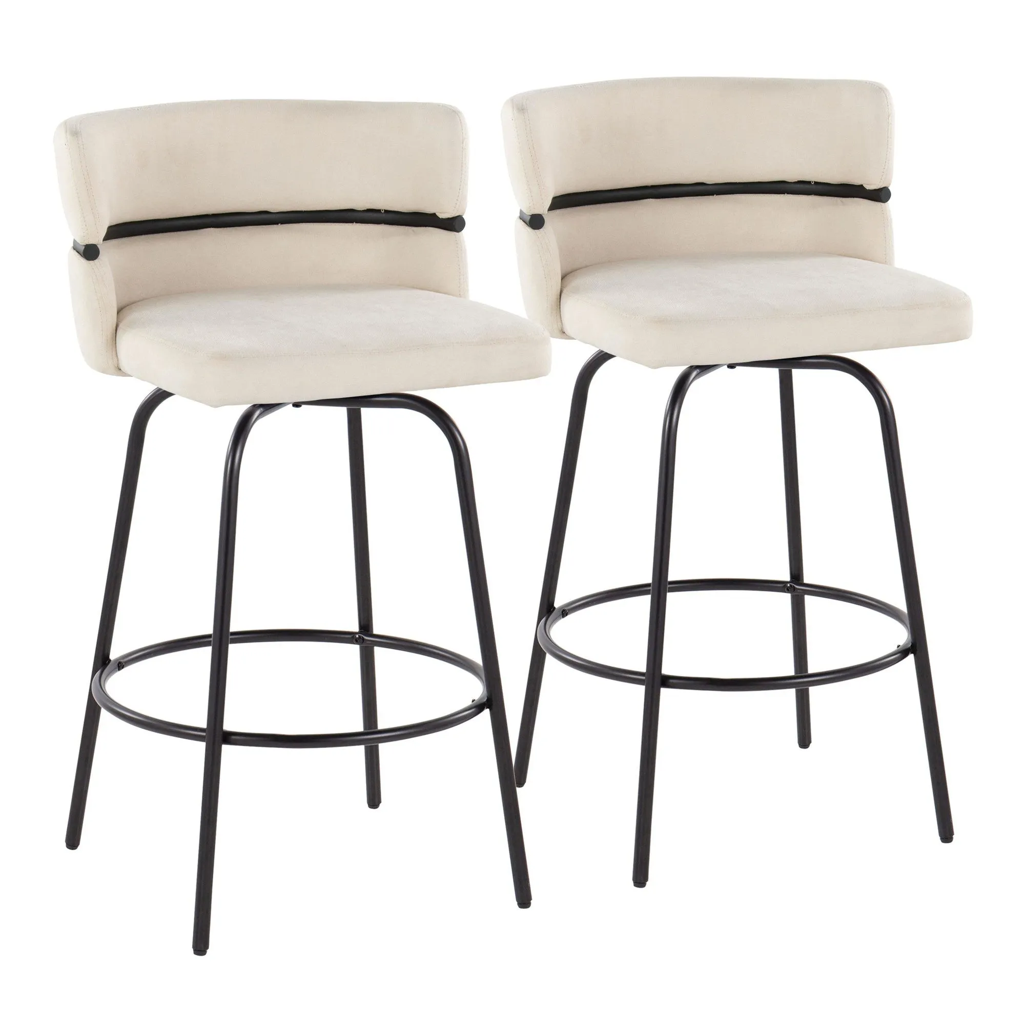 Cinch Claire 26" Fixed-Height Counter Stool - Set of 2 By LumiSource - B26-CINCH-CLARZQ2 BKBKCR2