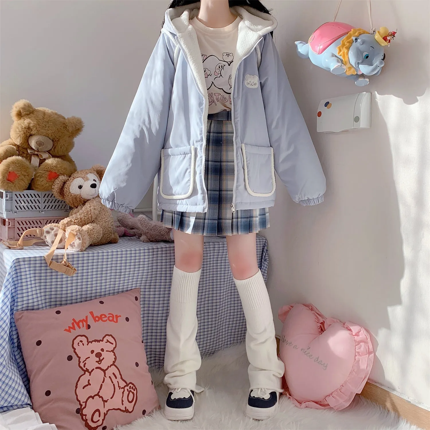 Cute Bear Kawaii Hoodie Zipper Coat