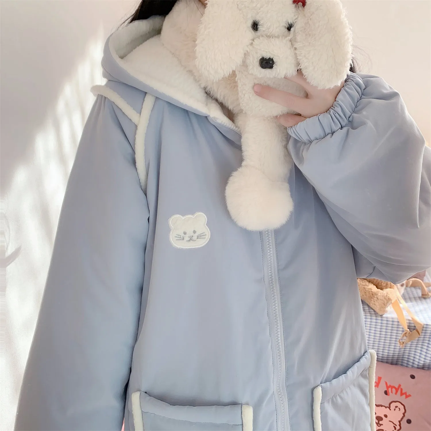 Cute Bear Kawaii Hoodie Zipper Coat