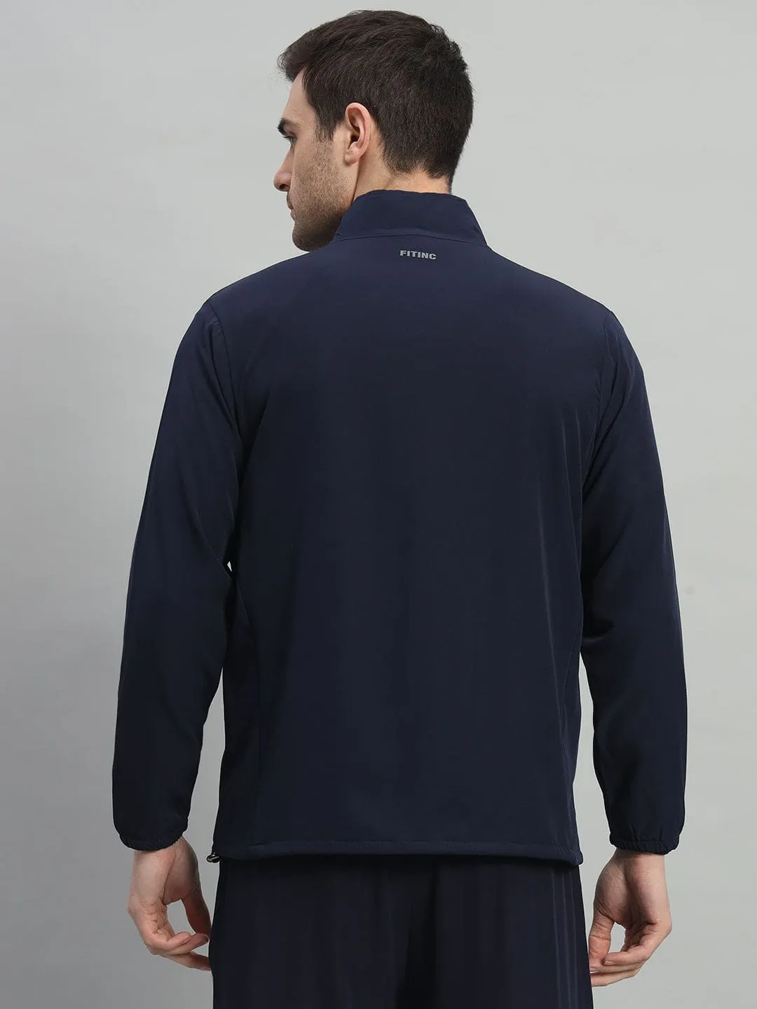 FITINC Sports Jacket for Men with Two Hidden Zipper Pockets - Navy Blue