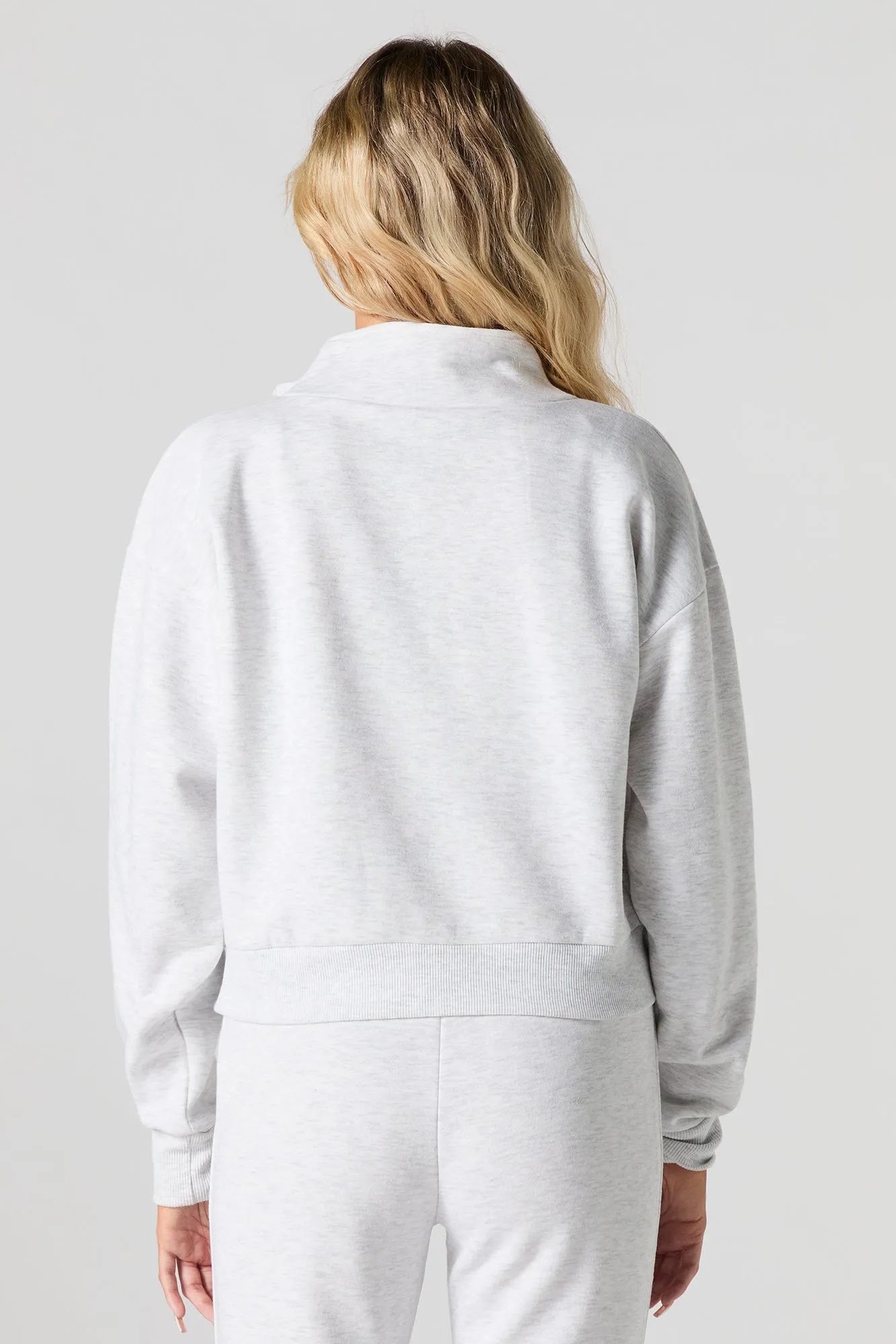 Fleece Mock Neck Zip-Up Sweatshirt