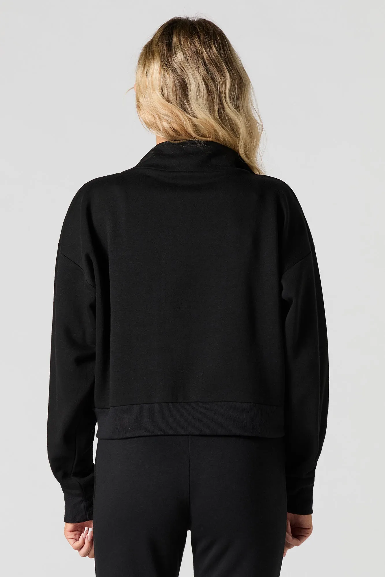 Fleece Mock Neck Zip-Up Sweatshirt