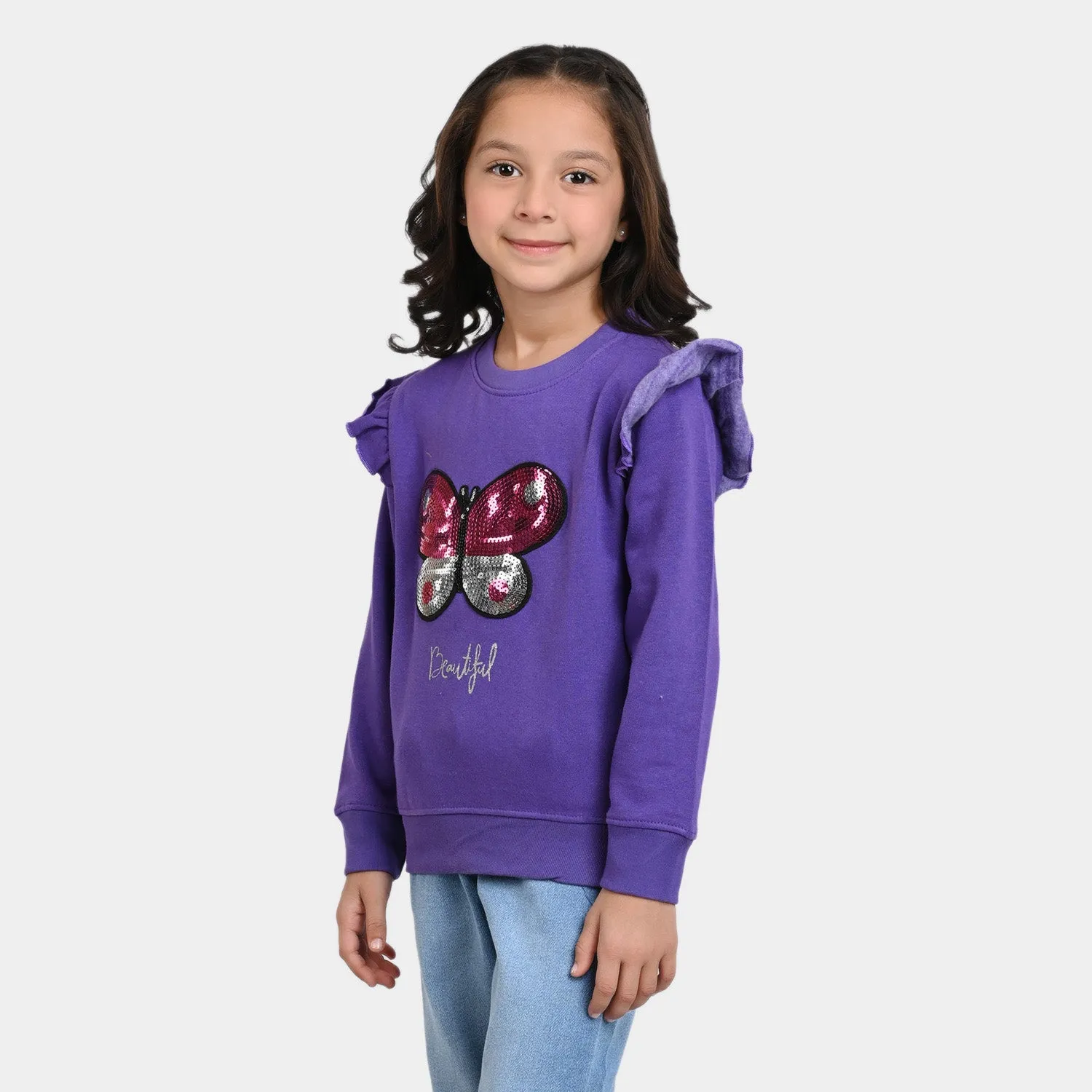 Girls Fleece Sweatshirt Beautiful-D.Lavender