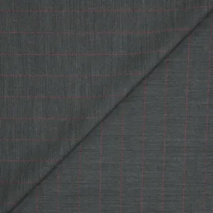 Grey with Red Stripes Exclusive Novelty Super 100's Wool Suiting Fabric