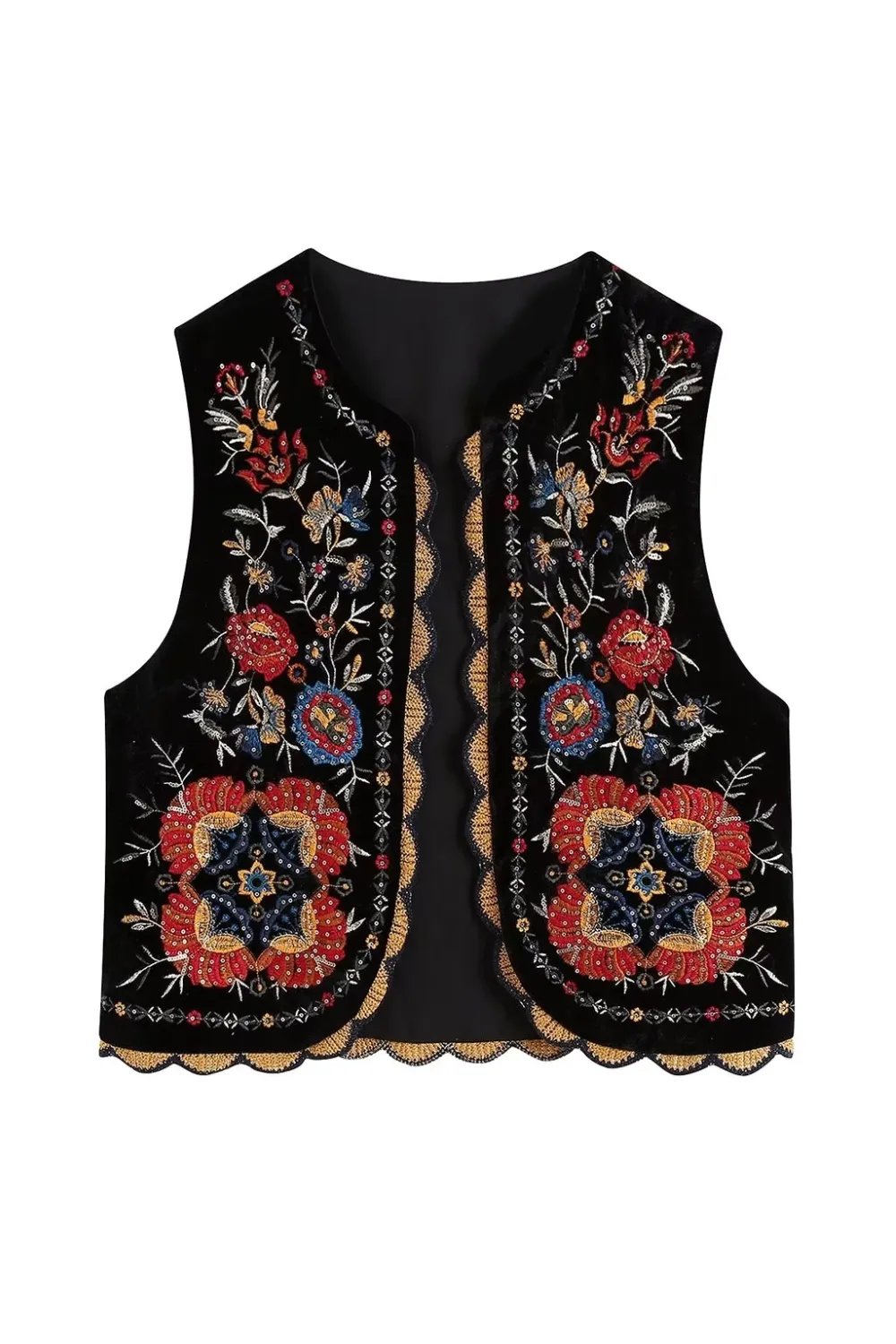'Hannah' Sleeveless Embroidered Retro Vest (7 Colors)