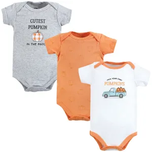 Hudson Baby Cotton Bodysuits, Pumpkin Truck