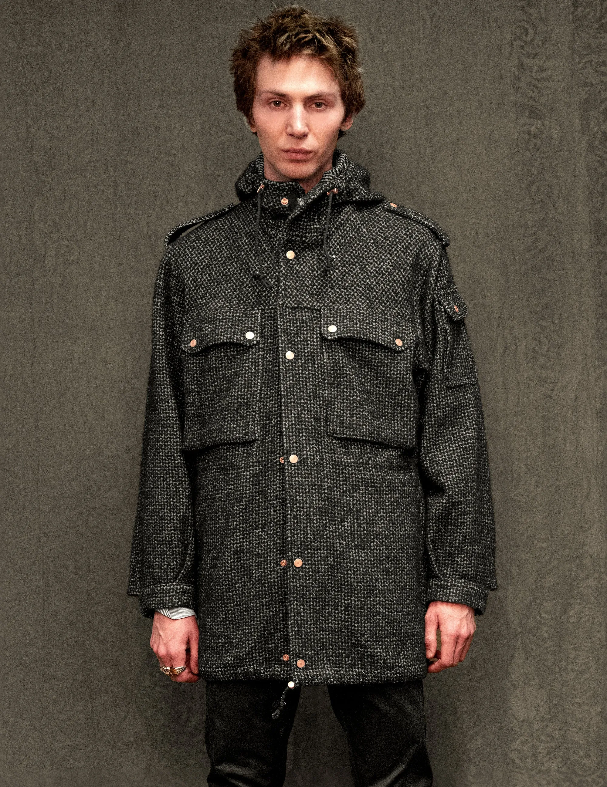 IMMORTAL Peter Parka - Tweed Charcoal and Black