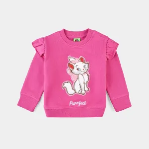 Infants Girls Cotton Terry Sweatshirt Purrfect-Pnk.Pecock