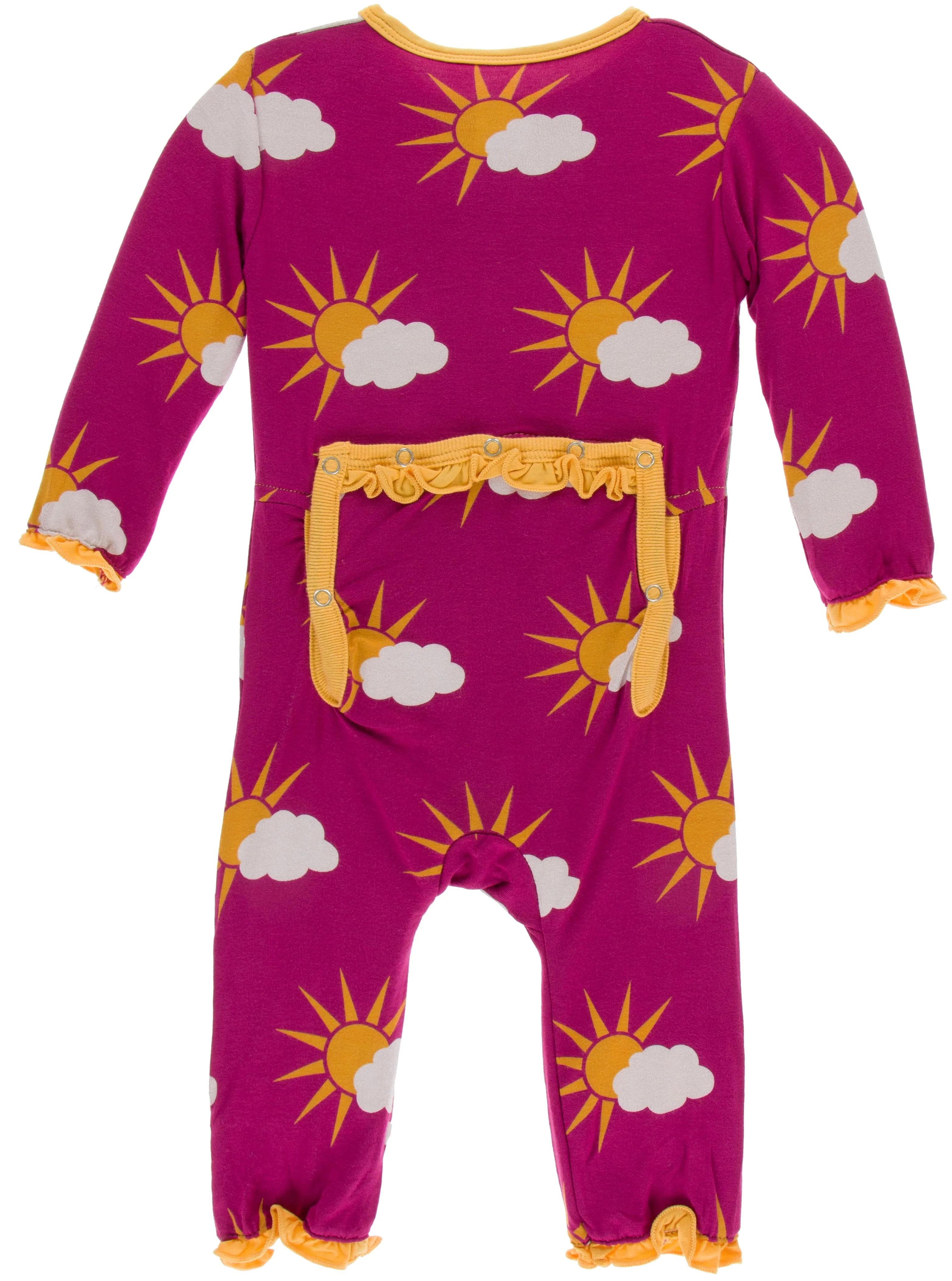 KicKee Pants Berry Partial Sun Classic Ruffle Coverall with Snaps