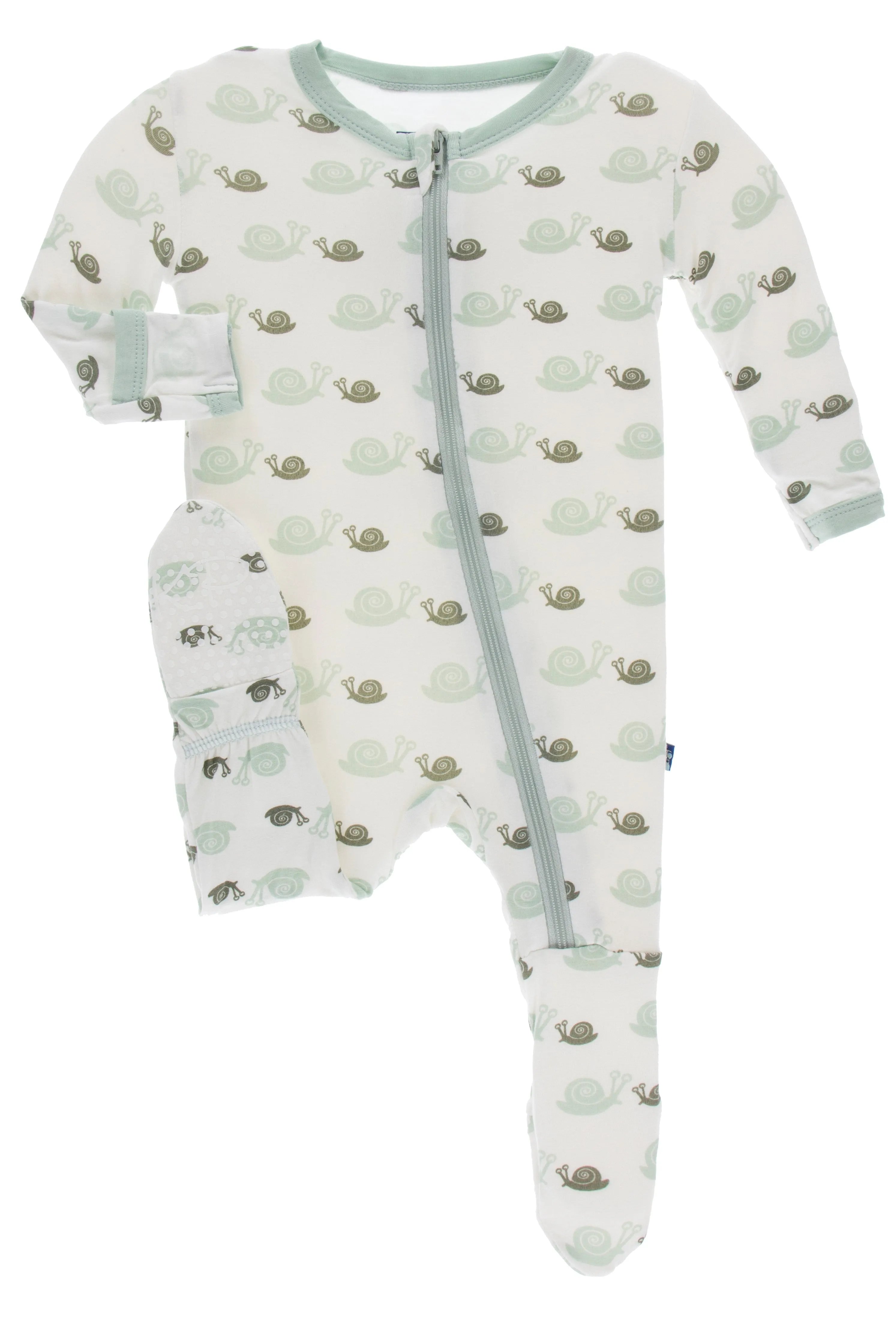 KicKee Pants Natural Snails Footie with Zipper