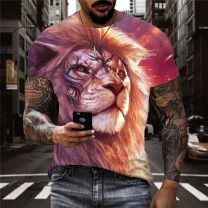 Lion T shirt Men Animal Funny T shirts Galaxy T-shirts 3d Street Tshirts Casual