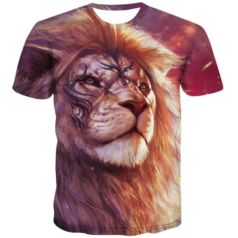 Lion T shirt Men Animal Funny T shirts Galaxy T-shirts 3d Street Tshirts Casual