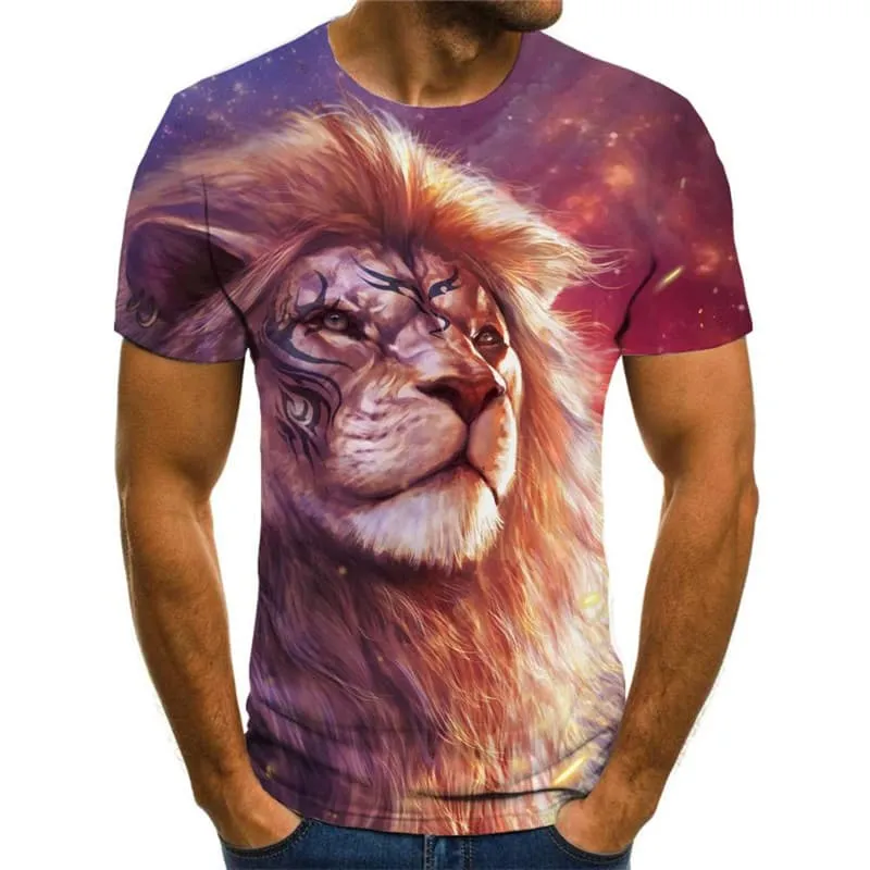 Lion T shirt Men Animal Funny T shirts Galaxy T-shirts 3d Street Tshirts Casual