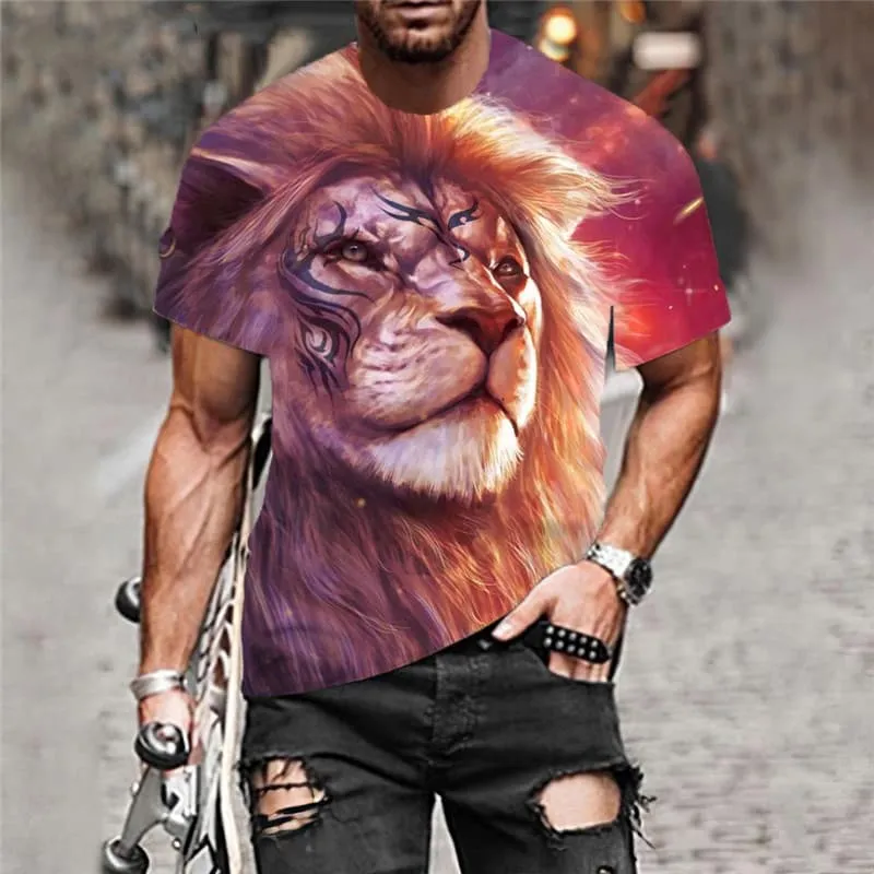 Lion T shirt Men Animal Funny T shirts Galaxy T-shirts 3d Street Tshirts Casual