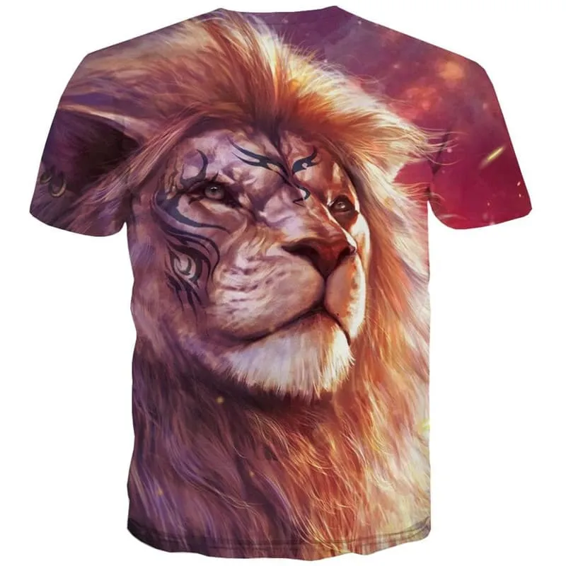 Lion T shirt Men Animal Funny T shirts Galaxy T-shirts 3d Street Tshirts Casual