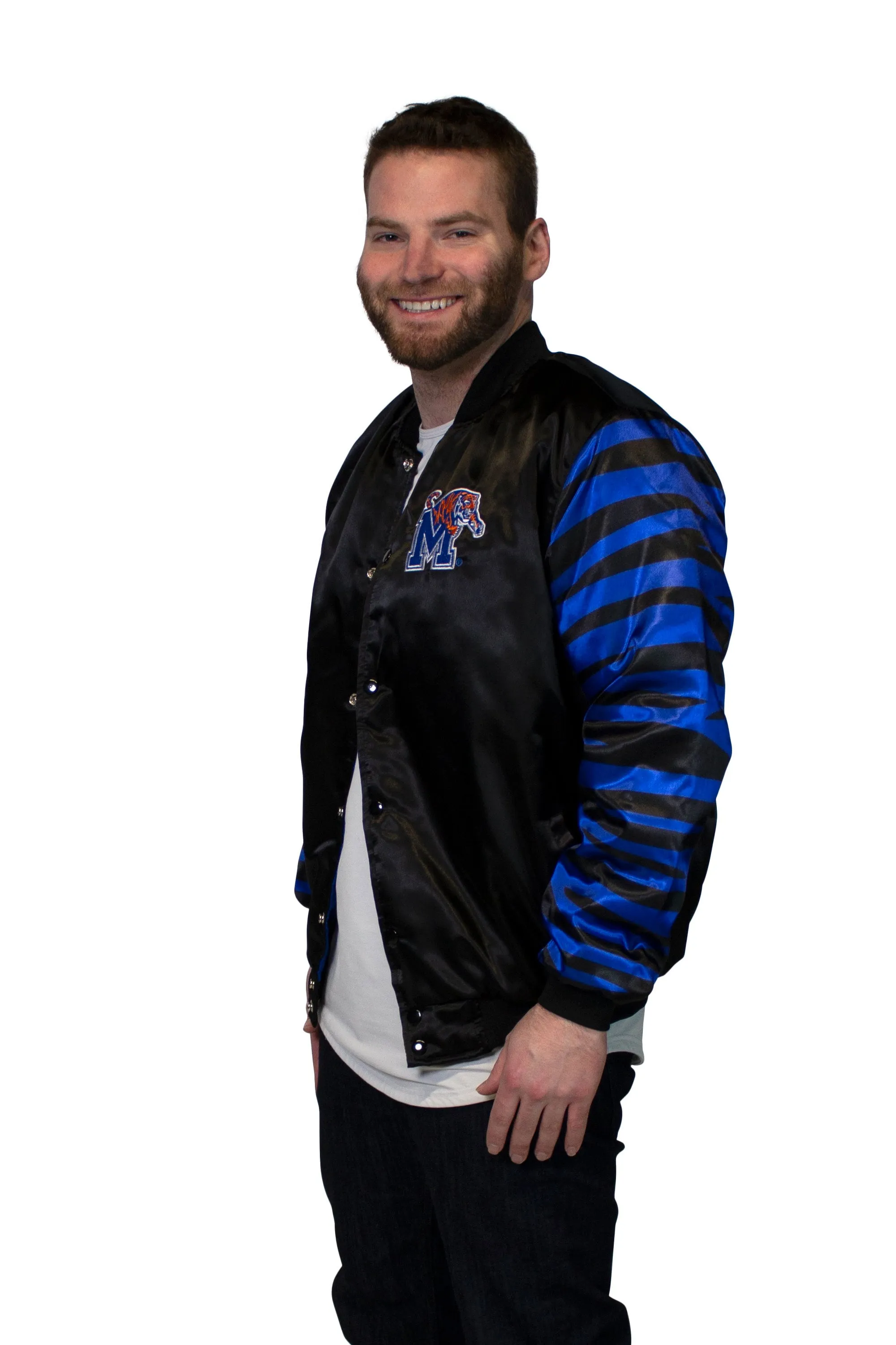 Memphis Tigers Men's Satin Button Up Bomber Jacket