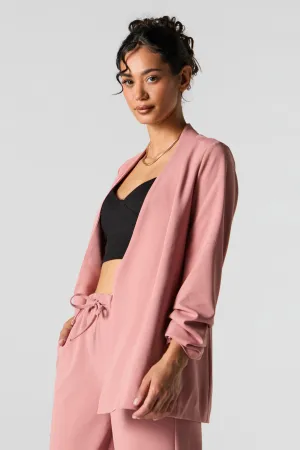 Open Front Scrunch Sleeve Blazer