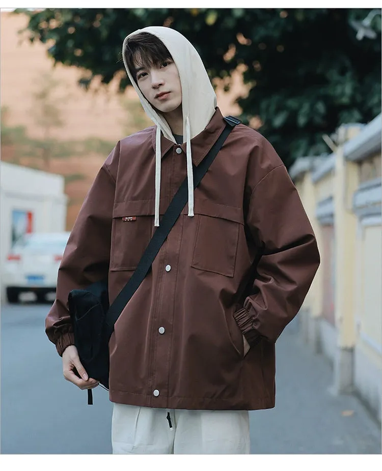 Senma Teen Hooded False Two-Piece Jackets Outwear