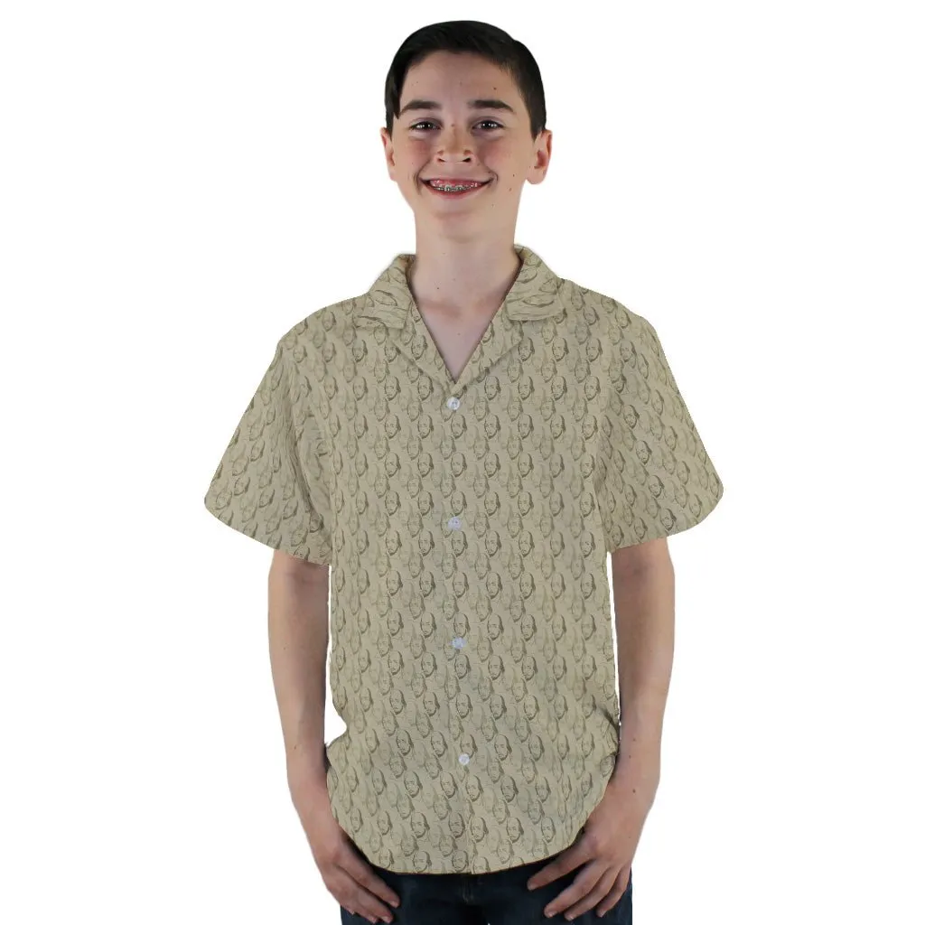 Shakespeare Tan Monochrome Youth Hawaiian Shirt