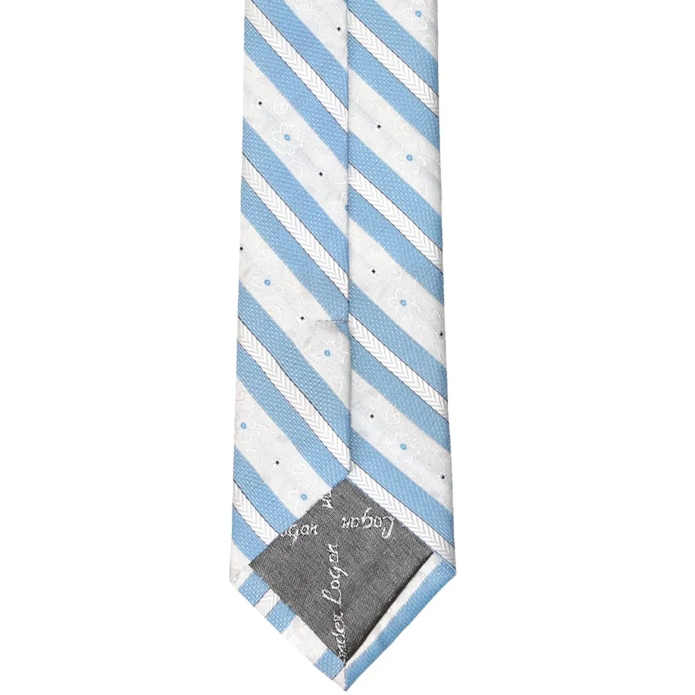 Sky Blue Anna Floral Striped Slim Necktie, 2.5" Width