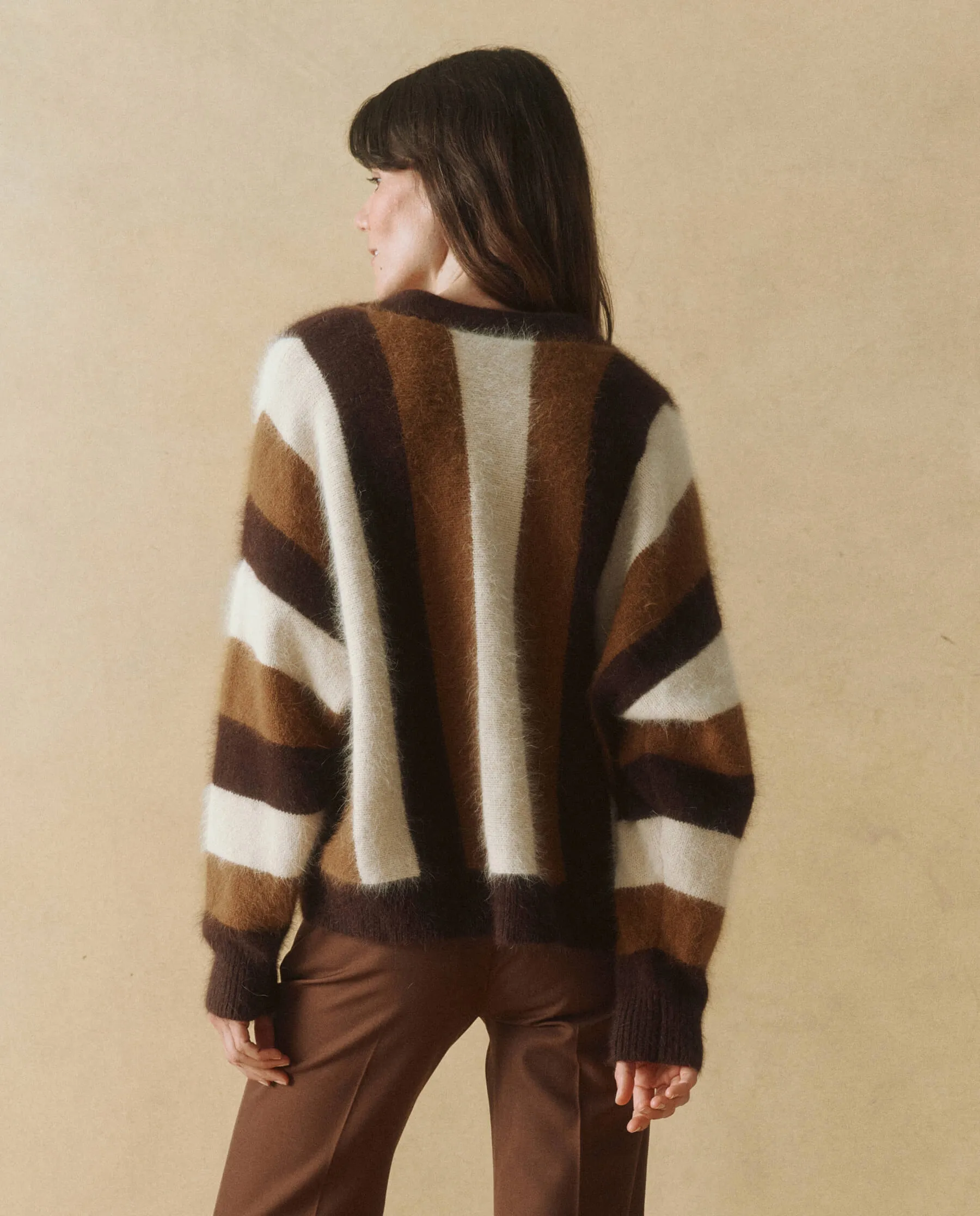 The Fluffy Slouch Cardigan. -- Hickory Stripe