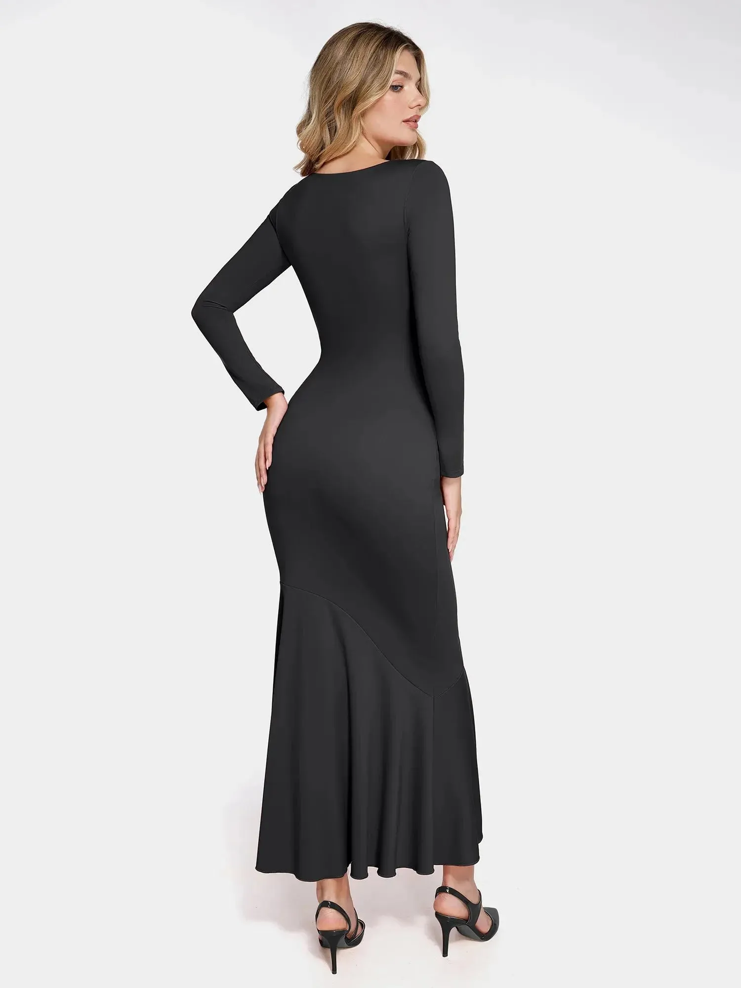 The Shapewear Dress Long Sleeve Mermaid Hem Lace Maxi