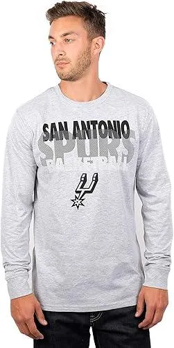 Ultra Game NBA Official Men’s Super Soft Supreme Long Sleeve T-Shirt - Unisex, San Antonio Spurs, Heather Gray|San Antonio Spurs