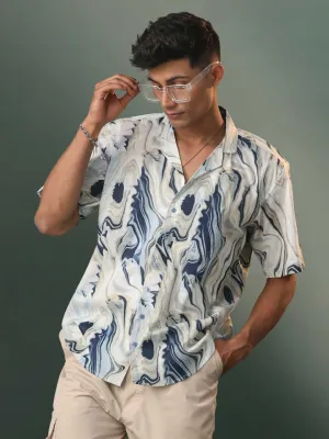 Vastramay Marble Print Cotton Shirt