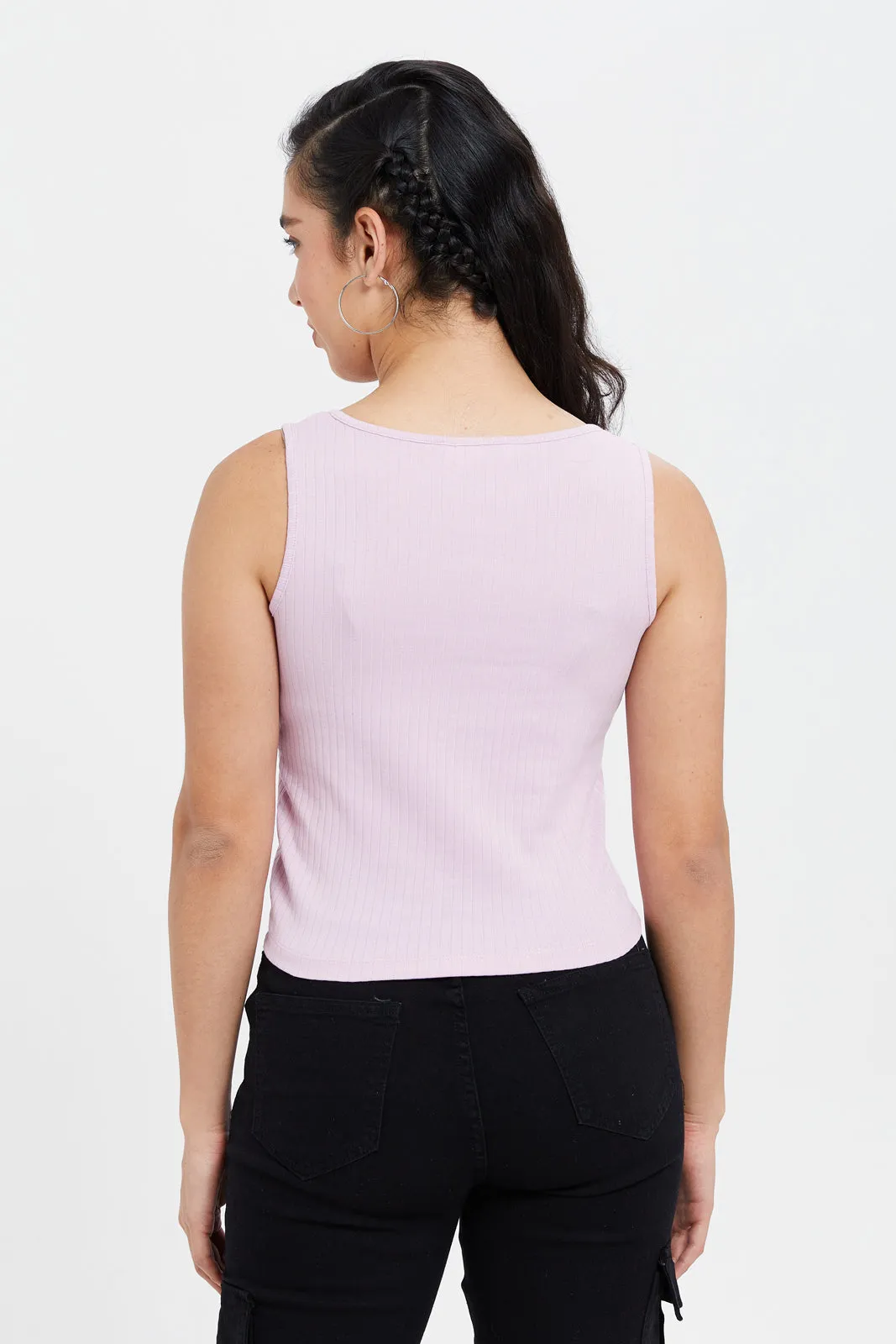 Women Lilac V-Neck Sleeveless Vest