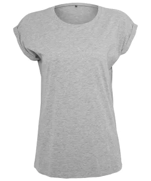 Womens extended shoulder tee | Heather Grey